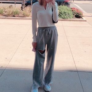 COPY - distressed straight leg sweats